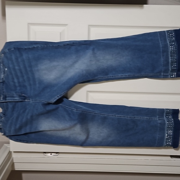 Ashley Stewart denim jeans with rhinestones trimming size 20 - Picture 1 of 5